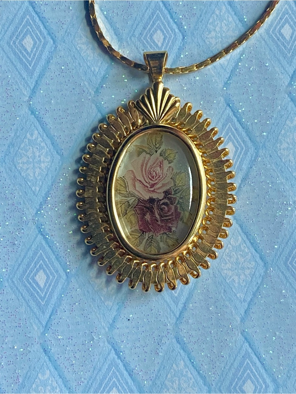 Vintage Park Lane Rose Pendant Necklace with Chain. 10” length